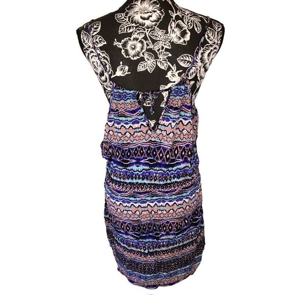 Pink Rose Boho Aztec Dress Bohemian Indie Beach Coastal Vacation Travel - Picture 2 of 9